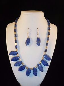 Handcrafted Natural Lapis Lazuli necklace & earrings by Healing Light Stones