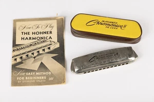 Vintage M. Hohner Chromonica II Deluxe Chromatic Harmonica + How to Play Booklet - Picture 1 of 10