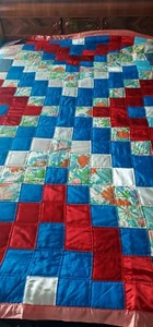 Vintage 1970s hand made quilt 90 " x 90" Scandinavian Festival groovy boho - Picture 1 of 12