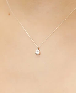Minimalist Crystal Solitaire Wedding & Bridesmaid Necklace With Pear Cut Pendant - Picture 1 of 4