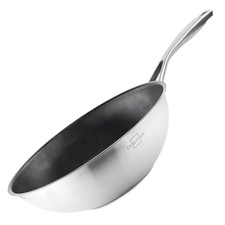 Padella wok SILVERTHAL a induzione 28 cm - wok acciaio inox con rivestimento antiaderente -