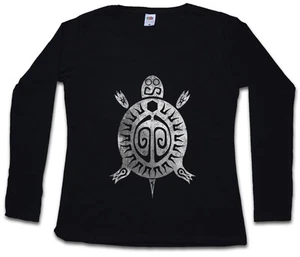 CAMISETA DE MUJER TORTUGA AZTECA MANGA LARGA Indios Signo Cultura Maya Religión - Imagen 1 de 1