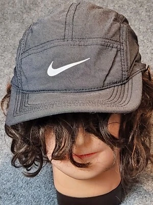 Nike Dri-Fit AW84 5 Panel Hat Center Swoosh Gray Running Cross Training Workout - Image 1 of 4