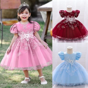 Kids Girls Flower Dress Infant Baby Pageant Wedding Birthday Party Fancy Dresses - Picture 1 of 13