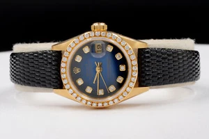 Rolex Datejust Lady 18K Gold Watch w/ Factory Diamond Dial Factory Diamond Bezel - Picture 1 of 8