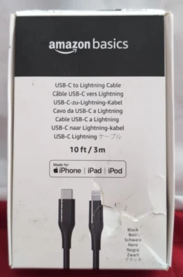 Amazon Basics USB 2.0 Type-C to  Cable, 3 m, Black (box damaged) - Image 1 of 2