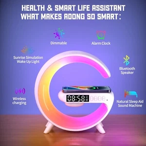 LED Mini-G Luz Nocturna Reloj Despertador Conexión Bluetooth Audio con Carga EE. UU. - Imagen 1 de 5