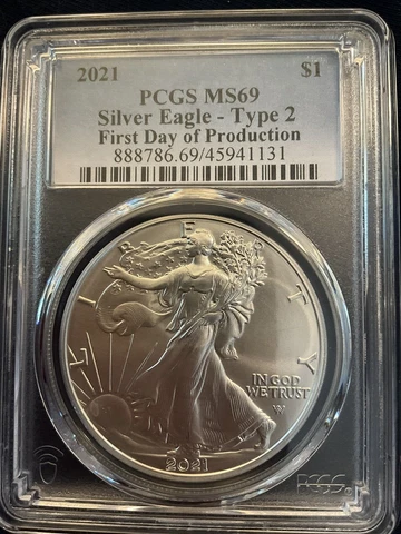 🔥 🔥 2021 $1 American Silver Eagle Type 2 First Day Production PCGS MS69🔥 🔥 Cover