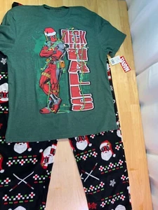New Men’s Marvel Dead Pool PJ Set Sz L says Deck The Halls-Cool Looking!* - Picture 1 of 4