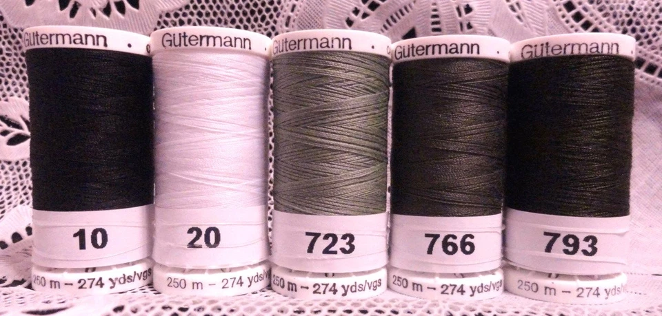 1 negro 1 blanco 3 verde GUTERMANN 100% poliéster coser todo hilo 274 carretes de patio Foto 1 de 1