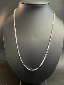 SHARP! STAINLESS STEEL - 3MM THICK FLAT CURB CHAIN NECKLACE 24" - FREE SHIPPING! - Picture 1 of 3