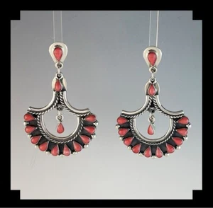 Graceful Sterling and Angle Skin Coral Earrings - Picture 1 of 5