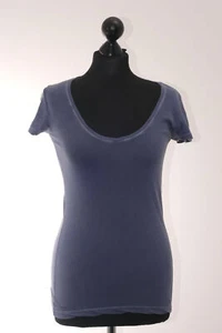 Closed Damen T-Shirt S blau uni V-Ausschnitt Jersey 100% Baumwolle - Bild 1 von 5