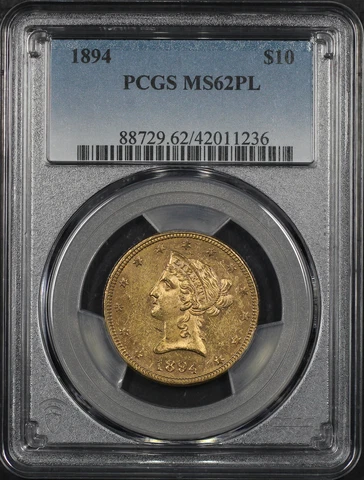 1894 Eagle $10 Gold Liberty Head PCGS MS-62 PL Cover