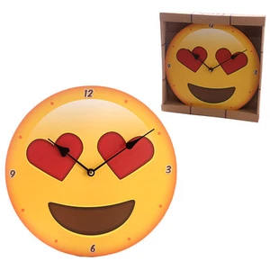 EMOTIVE HEART SHAPED EYES WALL CLOCK BATTERY OPERATED, KIDS  - Picture 1 of 3