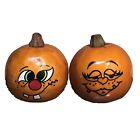 Two Dried Hand Painted Gourd Pumpkin Face Pumpkins
