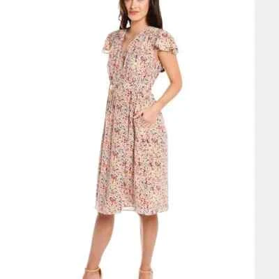 Rebecca Taylor Margo шелк надежном платье цветочный крышка рукава 100% шелк платье 0 - Изображение 1 из 4