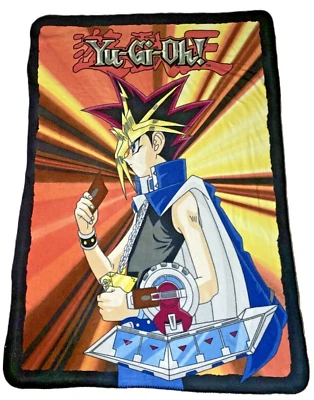 Vtg 90s Yu-Gi-Oh Blanket Fleece Throw Yugi Mutou Anime Yugioh 63"x44" - Image 1 of 4