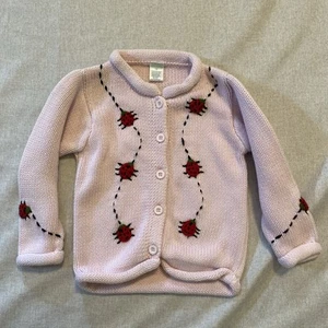 Gymboree Girl Pink Sz 7T Sweater Ladybug Cardigan Wedding Spring Summer - Picture 1 of 8