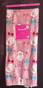 Nuevo con etiquetas Betsey Johnson Navidad Invierno Santa Rosa Suave Peluche Tiro 50" x 70" - Imagen 1 de 4