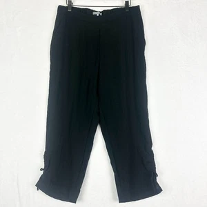 Habitat geraffte knöchelhohe kurze Hose Größe Medium zum Überziehen schwarz Crinkle Gaze Taschen - Bild 1 von 6