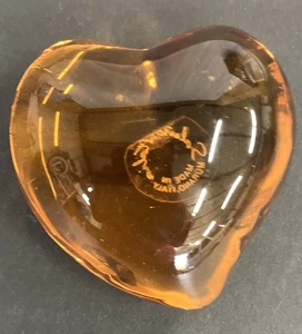 Murano Italy Art Glass Orange Heart Shaped Paperweight by Salute Italia Video - Picture 1 of 6