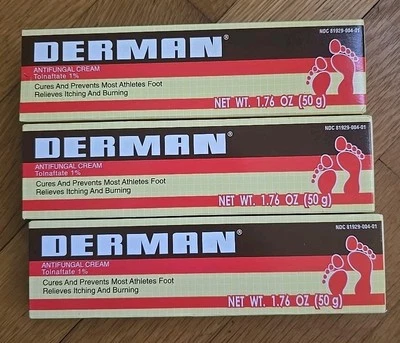 Pack de 3 cremas antimicóticas DERMAN para el tratamiento del pie de atleta. 1,76 oz cada uno NUEVO Foto 1 de 2