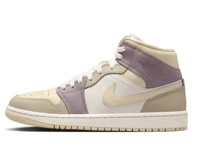 Nike Air Jordan 1 Mid sneaker da donna in pelle retrò beige - spedizione lampo ⚡ - Immagine 1 di 4