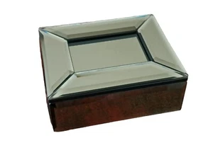 Nordstrom Smoke Glass Paneled Mirror Jewelry Box 6" Glam Modern Vanity  - Picture 1 of 9