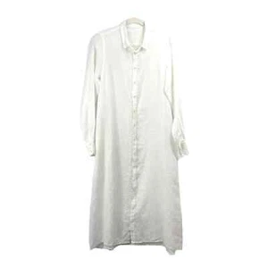 CP Shades 100% linen button up midi shirtdress Sz XS white lagenlook boho - Picture 1 of 9