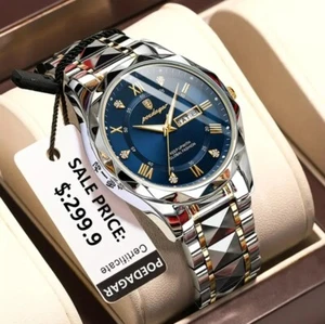 POEDAGAR Waterproof Luminous Quartz Stainless Steel Watch - Picture 1 of 7