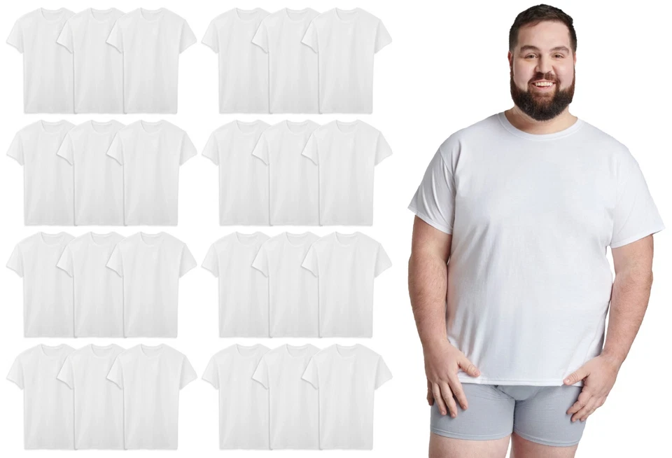 Fruit of The Loom Men's Stay Tucked Crew T-shirt White Size 5.0 H0vo