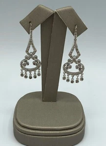 BRAND NEW 18K WHITE GOLD DIAMOND DANGLE CHANDELIER MOVING EARRINGS - Picture 1 of 4