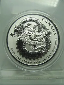 2019 Canada 1 oz .9999 Silver Lucky Dragon - Picture 1 of 3