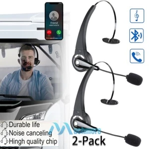 1/2Pack Wireless Trucker Bluetooth Headset With Noise Cancelling Mic Single Ear - Picture 1 of 17