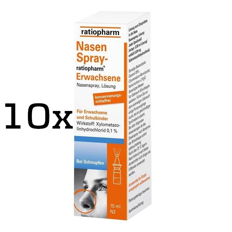 10x NASENSPRAY ratiopharm Erwachsene konservierungsmittelfrei 15 ml PZN 00999848 - Bild 1 von 1