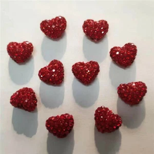 NEW 8mmx10mm Vertical Hole Heart Shape Polymer Clay Rhinestone Disco Ball Beads - Picture 1 of 5