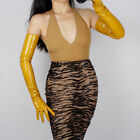 Latex Long Gloves Shine Leather Faux Patent Pu 20 50Cm Opera Ginger Yellow