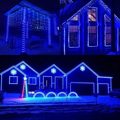 Solar Rope Lights Outdoor Waterproof LED PVC Tube Blue Fairy String Light Garden - Image 1 of 4