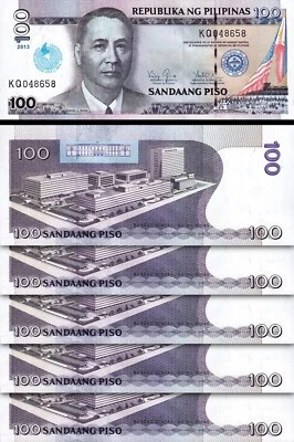 Philippines 100 Piso 2013, UNC, 5 Pcs LOT, Comm,100 Year Iglesia Ni Cristo,P-221 - Image 1 of 4