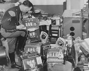 State Police Inventory Seized Slots 1939 Vintage 8x10 Reprint Of Old Photo - Picture 1 of 1