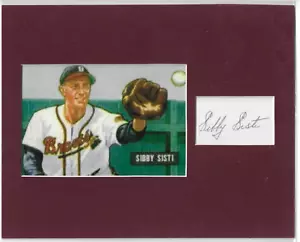 Sibby Sisti Braves Signed Autographed Matted Index Card and Photo - Picture 1 of 2
