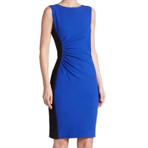 NWT Diane von Furstenberg Laura Sleeveless Ruched Sheath Dress Blue size 10 - Picture 1 of 10