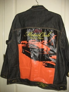 Acht 732 schwarze Denimjacke für Herren Größe 2XL 8732 Motorclub maßgeschneidert Kultur Baumwolle - Bild 1 von 12