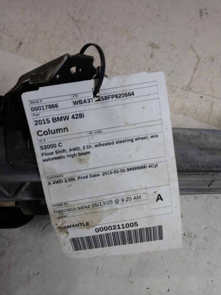 BMW 428I 2015 columna de dirección OEM azul 78 k millas garantía NJ25-17866-447394 Foto 1 de 4