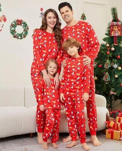 2025 Christmas Family Matching Pyjamas Adult Kids Nightwear Pajamas Pjs Set UK - Picture 1 of 22