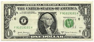 2017-A $1 Federal Reserve Note Dollar Atlanta Georgia - Serial Repeater - L311 - Picture 1 of 2