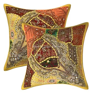 Boho Künstlerische Kissenhülle Perlen Bohemian Ethno Überwurf Dekor Kissenbezug Hülle - Bild 1 von 6