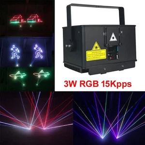 3W RGB Full Color Animation Laser Light Projector Effect Beam For DJ Bar Party . - Picture 1 of 21