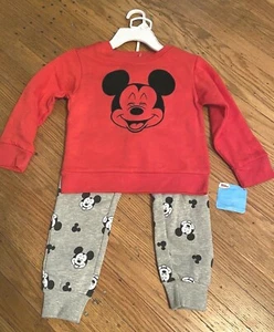 Disney Mickey Mouse  2 Piece Fleece Long Sleeve Shirt Pants Set Size 4 New - Picture 1 of 8